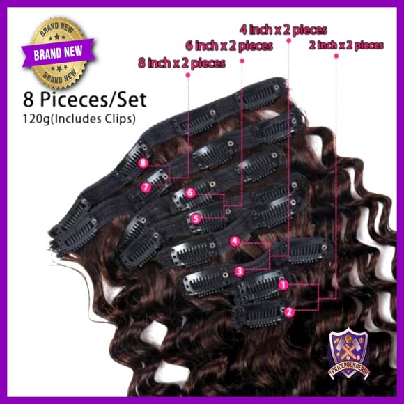 24 Inch Clip In Human Hair Extensions 8Pcs 120g Double Weft Seamless main image 4